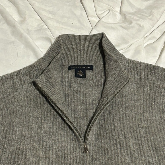 Banana Republic Wool/Camel Hair Blend Grey Quarter Zip Sweater - M - Picture 2 of 8